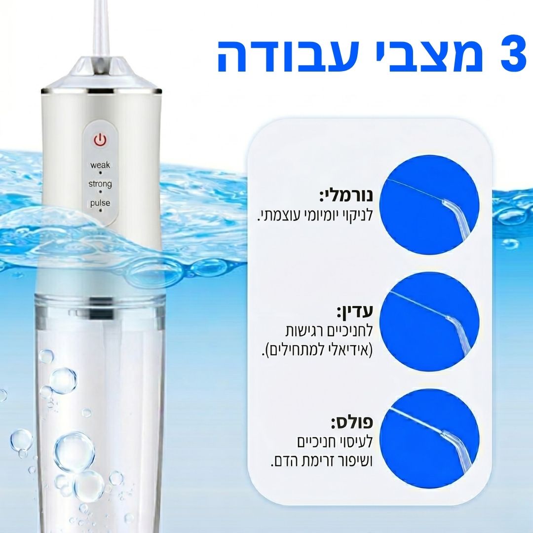 MINOVA Hydro-Clean™ - סילון מים נטען עוצמתי לניקוי עמוק ("חוט דנטלי חשמלי")